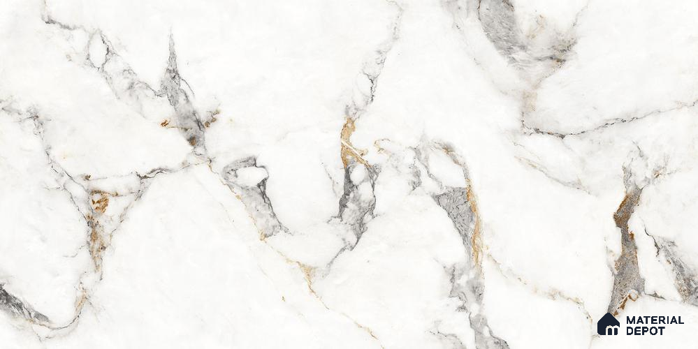 Marble Floor & Wall Tile TL 12221 Nolan Carara Grey 4 ft x 2 ft Endless Policer Flow Finish Vitrified Tile - 9 mm | 4 Random Designs