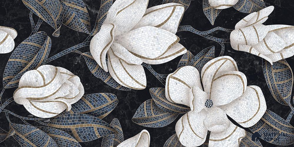 Floral Wall Tile TL 12278 Prisma White Decore 4 ft x 2 ft Sugar + (Glossy Granula/Glue) Finish Vitrified Tile - 9 mm