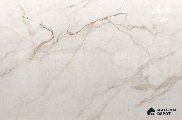 Large Formate Marble Floor & Wall Tile TL 11477 B Nova Calacatta 6 ft x 4 ft Vitrified Lush Finish - 9 mm | 6 Random Design | Suitable for Living Room, Bedroom, Dining & Office