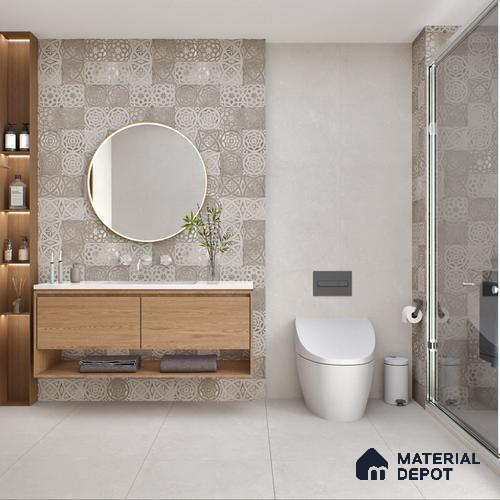 Carving Wall Tile TL 05457 B Neolith Grey Decor 2 ft x 4 ft Vitrified Rustic Carving Matte Finish - 9 mm | 4 Random Design | Suitable for Living Room, Bedroom, Bathroom, Kitchen