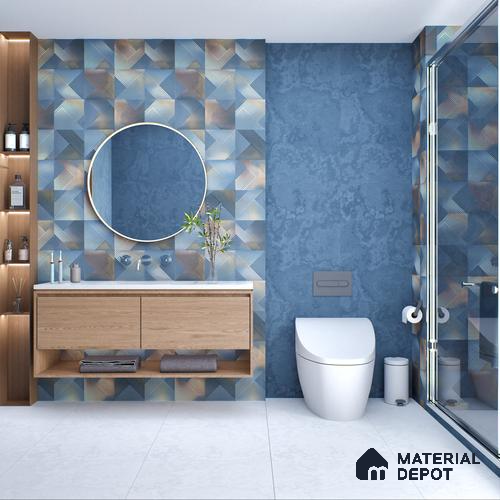 Highlighter Wall Tile TL 05814 B Gravier Vintage Indigo Decor 2 ft x 4 ft Vitrified Sand Matte Finish - 9 mm | Suitable for Living Room, Bedroom, Bathroom