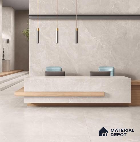 Large Format Endless Floor & Wall Tile TL 10581 Paradise Silver 8 ft x 4 ft Colour Body Vitrified Matte Finish - 9 mm | Suitable for Living Room, Bedroom, Bathroom | Adhesive and Spacers Must be Used During Installation