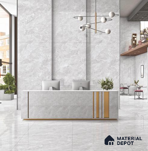 Large Format Endless Floor & Wall Tile TL 10585 Vega Silver 8 ft x 4 ft Colour Body Vitrified Matte Finish - 9 mm | Suitable for Living Room, Bedroom, Bathroom | Adhesive and Spacers Must be Used During Installation