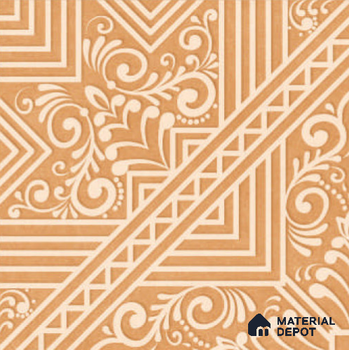Moroccan Carpet Floor & Wall TL 11515 C Levels Marigold Center 8 inc x 8 inc Anti Skid Vitrified Whitebody Digimatt Finish - 8 mm | Suitable for Living Room,Bedroom,Dining & Kitchen | Minimum 3 mm Spacer is Mandatory