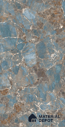 Large Formate Marble Floor & Wall Tile TL 11412 Amazonite blue 8 ft x 4 ft Vitrified Color Body Hybrid Finish - 9 mm | Suitable for Living Room, Bedroom, Bathroom | Adhesive and Spacers Must be Used During Installation