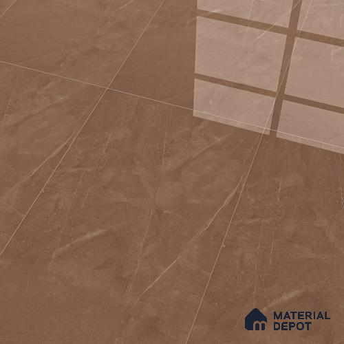 Marble Wall & Floor Tile TL 05529 C Luxe Brown 2 ft x 4 ft Vitrified Glossy Finish - 9 mm | 5 Random Design | Suitable for Living Room, Bedroom, Bathroom, Kitchen