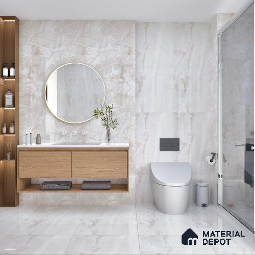 Tropical Wall Tile TL 05810 B Gravier Beige Pearl Decor 2 ft x 4 ft Vitrified High Gloss Finish - 9 mm |  | Suitable for Living Room, Bedroom, Bathroom