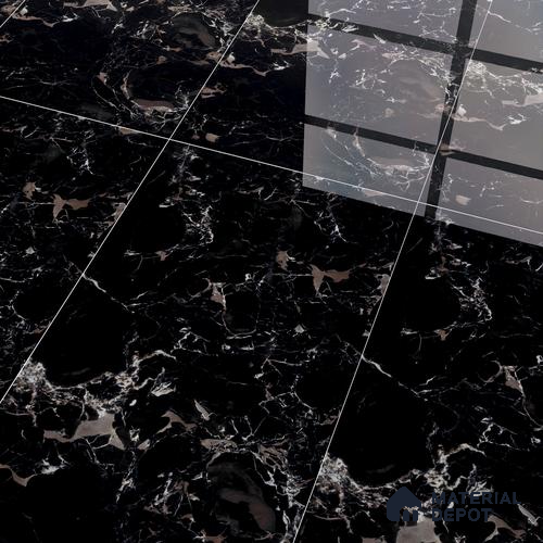 Marble Floor & Wall Tile TL 05819 B Gravier Galaxy Silver 2 ft x 4 ft Vitrified High Gloss Finish - 9 mm | 6 Random Design | Suitable for Living Room, Bedroom, Bathroom