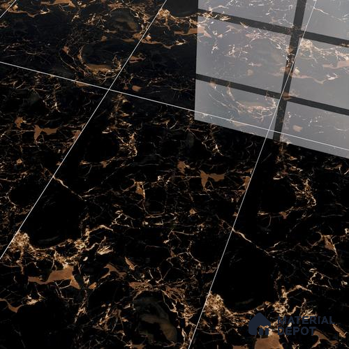 Marble Floor & Wall Tile TL 05819 Gravier Galaxy Gold 2 ft x 4 ft Vitrified High Gloss Finish - 9 mm | 6 Random Design | Suitable for Living Room, Bedroom, Bathroom