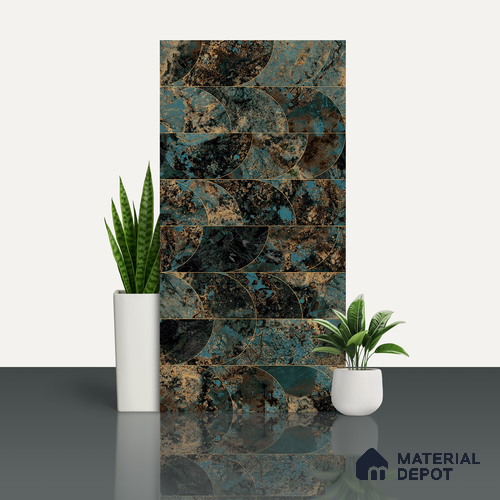 Marble Wall Tile TL 05459 B Obsidian Aqua Decor 2 ft x 4 ft Vitrified High Gloss Finish - 9 mm | Suitable for Living Room, Bedroom, Bathroom, Kitchen | Image 1