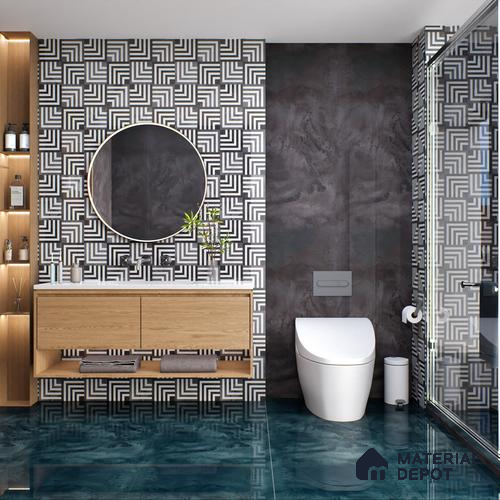 Marble Wall Tile TL 05461 C Soul Nero 2 ft x 4 ft Vitrified High Gloss Finish - 9 mm | 6 Random Design | Suitable for Living Room, Bedroom, Bathroom, Kitchen | Image 13
