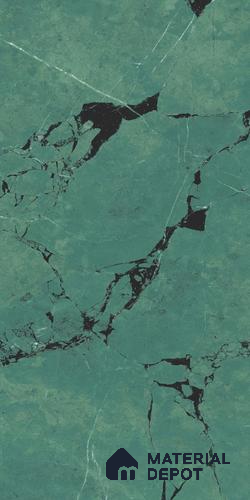 Green Marble Floor & Wall Tile TL 08022  Ornate Green Melody 5.2 ft x 2.6 ft Vitrified High Gloss Finish - 9 mm | 4 Random Design | Suitable for Living Room, Bedroom, Bathroom