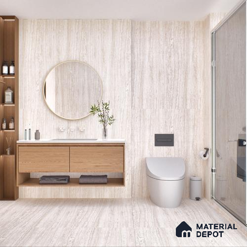 Punch Wall Tile TL 05815 Gravier Soft Travertine Decor 2 ft x 4 ft Vitrified Lush Matte Finish - 9 mm | Suitable for Living Room, Bedroom, Bathroom