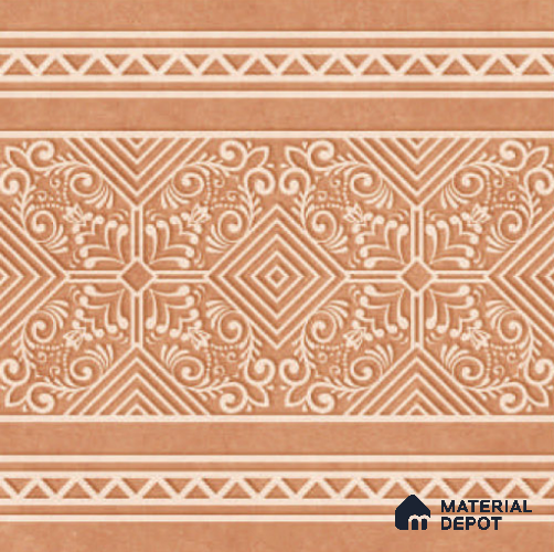 Moroccan Carpet Floor TL 11516 B Levels Red Border 8 inc x 8 inc Anti Skid Vitrified Whitebody Digimatt Finish - 8 mm | Suitable for Living Room,Bedroom,Dining & Kitchen | Minimum 3 mm Spacer is Mandatory