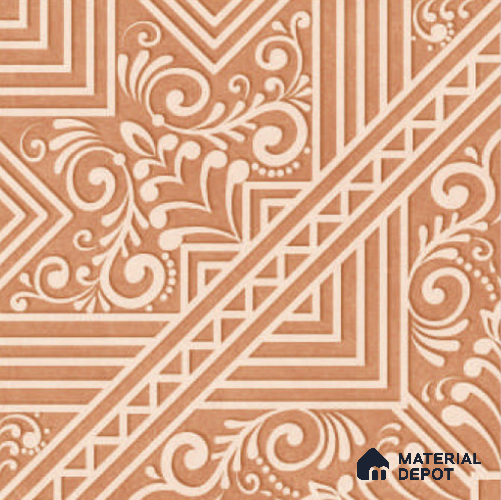 Moroccan Carpet Floor & Wall TL 11516 C Levels Red Center 8 inc x 8 inc Anti Skid Vitrified Whitebody Digimatt Finish - 8 mm | Suitable for Living Room,Bedroom,Dining & Kitchen | Minimum 3 mm Spacer is Mandatory
