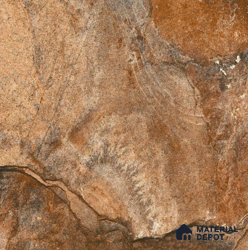 Brown Stone Tile TL 09059 B  Vega Brown 16 inch x 16 inch Vitrified Carving Matte Finish - 12 mm |  | Suitable for Parking, Terrace | Pattern Alignment May Vary | 2-3 mm Spacer is Mandatory