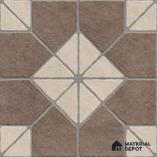 Multi Colour Patterned  Tile TL 09071 B  Blend Coffee 16 inch x 16 inch Vitrified Carving Matte Finish - 12 mm |  | Suitable for Parking, Terrace | Pattern Alignment May Vary | 2-3 mm Spacer is Mandatory