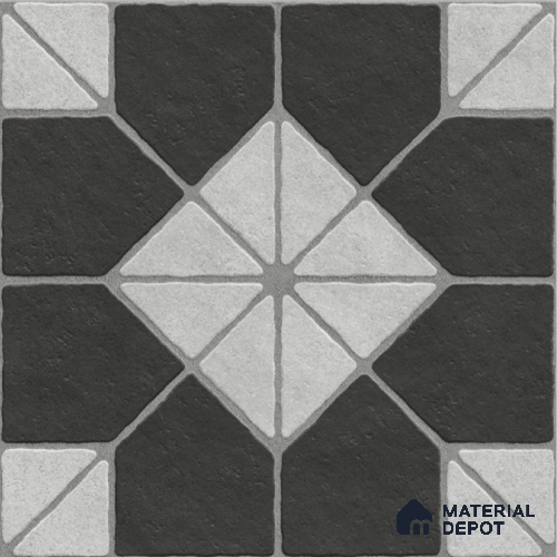 Multi Colour Stone Tile TL 09071 C  Blend Nero 16 inch x 16 inch Vitrified Carving Matte Finish - 12 mm |  | Suitable for Parking, Terrace | Pattern Alignment May Vary | 2-3 mm Spacer is Mandatory