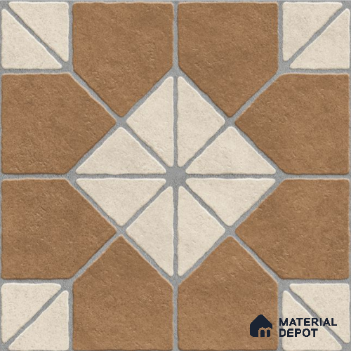 Multi Colour Patterned  Tile TL 09071  Blend Bronz 16 inch x 16 inch Vitrified Carving Matte Finish - 12 mm |  | Suitable for Parking, Terrace | Pattern Alignment May Vary | 2-3 mm Spacer is Mandatory