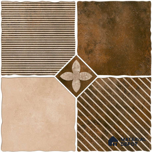Brown Moroccan Tile TL 09064 9569 16 inch x 16 inch Vitrified Carving Matte Finish - 12 mm | | Suitable for Parking, Terrace | Pattern Alignment May Vary | 2-3 mm Spacer is Mandatory
