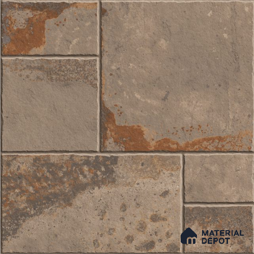 Grey Patterned  Tile TL 09079  Verona Natural 16 inch x 16 inch Vitrified Carving Matte Finish - 12 mm |  | Suitable for Parking, Terrace | Pattern Alignment May Vary | 2-3 mm Spacer is Mandatory