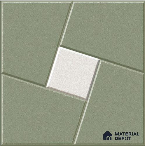 Green Patterned  Tile TL 09070 C  Flandes Kota 16 inch x 16 inch Vitrified Carving Matte Finish - 12 mm |  | Suitable for Parking, Terrace | Pattern Alignment May Vary | 2-3 mm Spacer is Mandatory