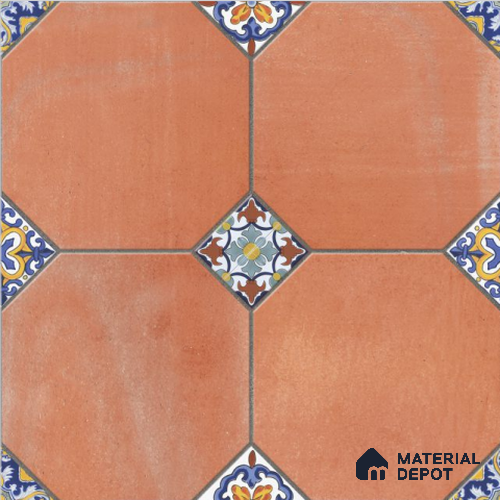Brown Moroccan Tile TL 09072 Kendo Red 16 inch x 16 inch Vitrified Carving Matte Finish - 12 mm | | Suitable for Parking, Terrace | Pattern Alignment May Vary | 2-3 mm Spacer is Mandatory