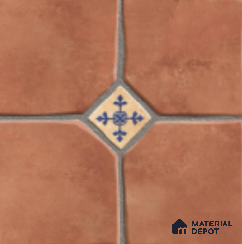 Brown Moroccan  Tile TL 09075 C  Flintstone Cotto 16 inch x 16 inch Vitrified Carving Matte Finish - 12 mm | Random 4 | Suitable for Parking, Terrace | Pattern Alignment May Vary | 2-3 mm Spacer is Mandatory