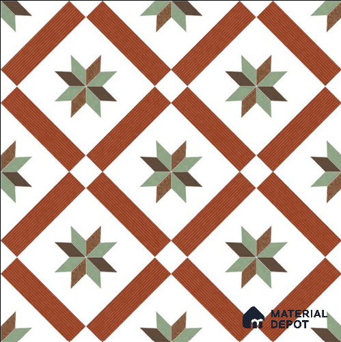 Moroccan Wall & Floor Athangudi Tile TL 09105 132 1 ft x 1 ft Vitrified Carving Matte Finish - 9 mm | Suitable for Highlighter Wall, Kitchen Wall & Backsplash | Please Expect a Slight Variation of Pattern