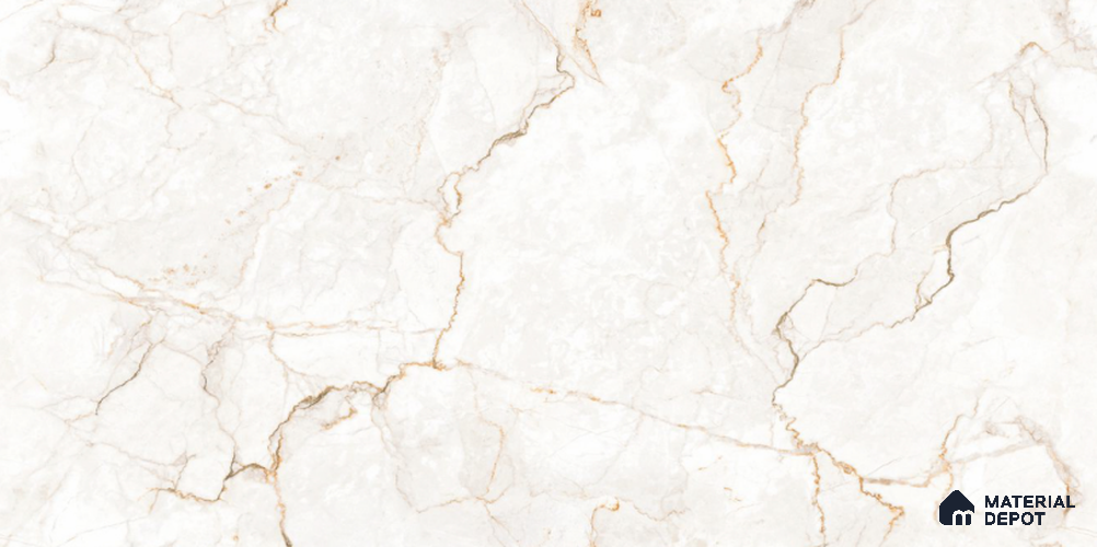 White Marble Tile TL 08769 Royal Sanzio Avorio 4 ft x 2 ft Vitrified Carving Matte Finish - 9 mm | Suitable for Living Room, Bedroom, Bathroom