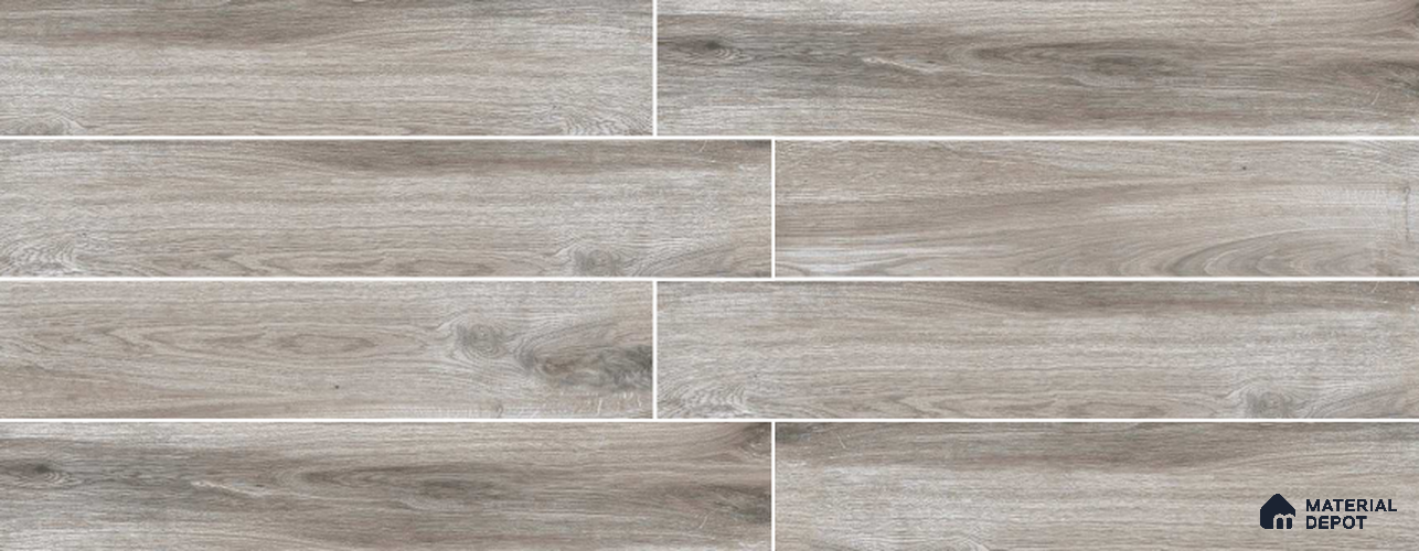 Grey Wooden Strip Floor & Wall Tile TL 09129 Grainor Castello Slate 4 ft x 8 Inch Vitrified Carving Matte Finish - 9 mm | Suitable for Living Room, Bedroom, Foyer, Dining | 2-3 mm Spacer is Mandatory