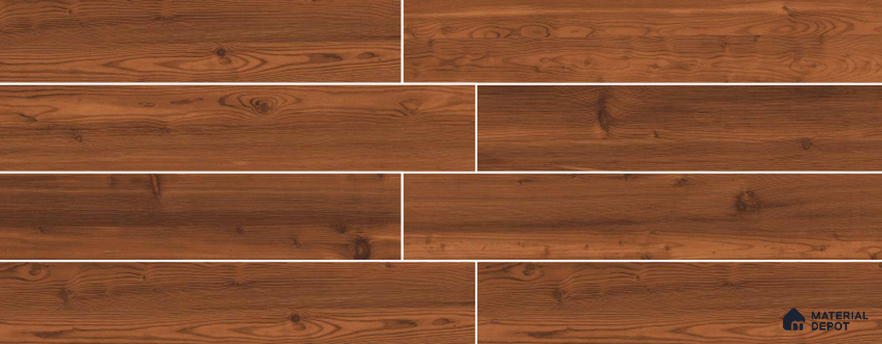 Brown Wooden Strip Floor & Wall Tile TL 09137 Grainor Rose Wood Spatula 4 ft x 8 Inch Vitrified Carving Matte Finish - 9 mm | Suitable for Living Room, Bedroom, Foyer, Dining | 2-3 mm Spacer is Mandatory