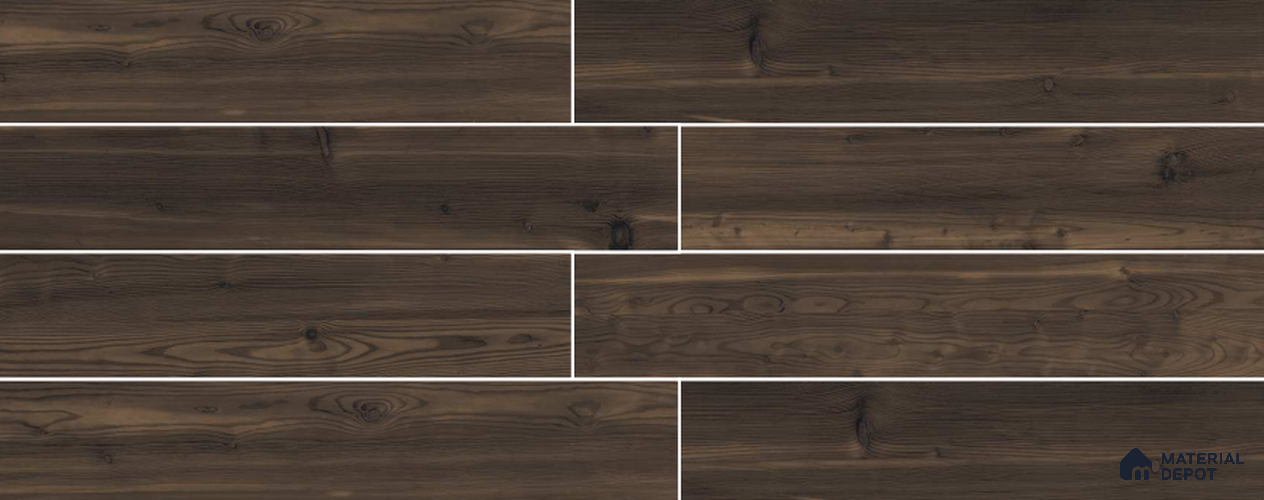 Wenge Wooden Strip Floor & Wall Tile TL 09138 Grainor Spatula Coffee 4 ft x 8 Inch Vitrified Carving Matte Finish - 9 mm | Suitable for Living Room, Bedroom, Foyer, Dining | 2-3 mm Spacer is Mandatory