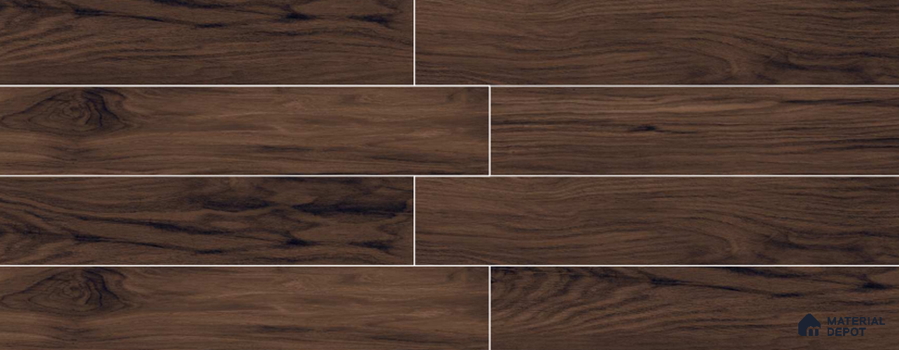 Wenge Wooden Strip Floor & Wall Tile TL 09134 Grainor Wenge Chinnamon 4 ft x 8 Inch Vitrified Carving Matte Finish - 9 mm | Suitable for Living Room, Bedroom, Foyer, Dining | 2-3 mm Spacer is Mandatory