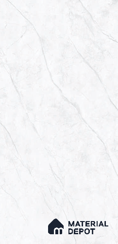 White Marble Wall & Floor Tile TL 10243  Day Fall 5.2 ft x 2.6 ft Vitrified Carving Matte Finish - 9 mm