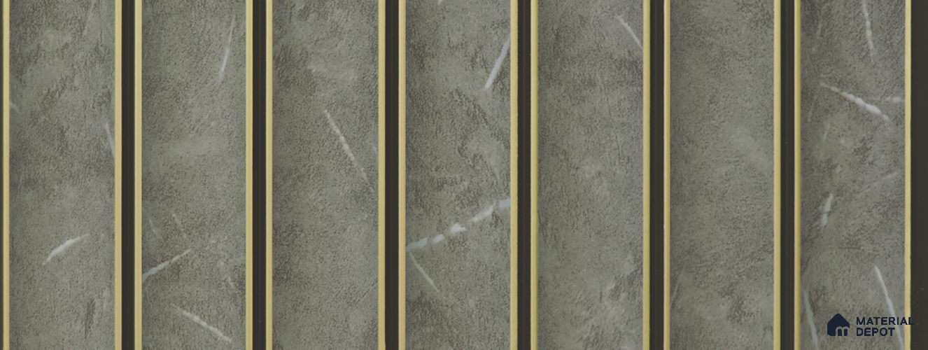 Grey Marble Louver PN 02333 9.5 ft x 5.9 inch Charcoal Panel - 8 mm | Suitable for Feature Wall, TV Unit & Living Room | Width is Subjected to 5% Variation