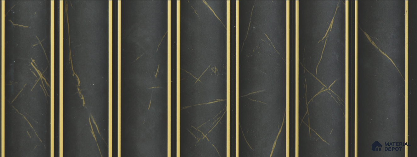 Black Marble Louver PN 02334 9.5 ft x 5.9 inch Charcoal Panel - 8 mm | Suitable for Feature Wall, TV Unit & Living Room | Width is Subjected to 5% Variation