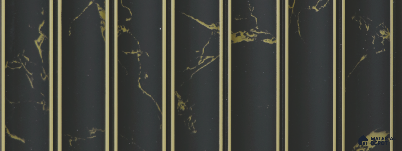 Black Marble Louver PN 02336 9.5 ft x 5.9 inch Charcoal Panel - 8 mm | Suitable for Feature Wall, TV Unit & Living Room | Width is Subjected to 5% Variation