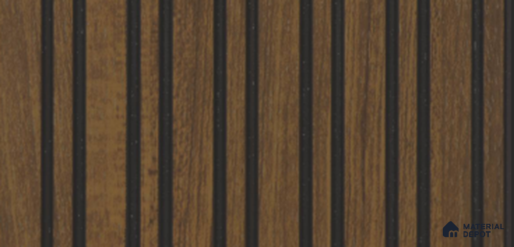 Brown Wooden Louver PN 03918 9.5 ft x 6 inch Charcoal Panel - 10 mm | Suitable for Feature Wall, TV Unit & Living Room | Width is Subjected to 5% Variation