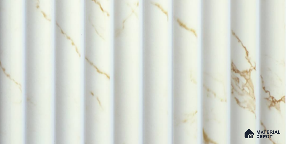 White Marble Louver PN 03900 9.5 ft x 6 inch Charcoal Panel - 10 mm | Suitable for Feature Wall, TV Unit & Living Room | Width is Subjected to 5% Variation