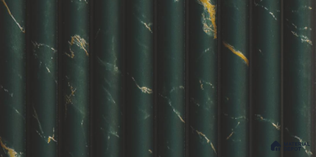 Green Marble Louver PN 03906 9.5 ft x 6 inch Charcoal Panel - 10 mm | Suitable for Feature Wall, TV Unit & Living Room | Width is Subjected to 5% Variation