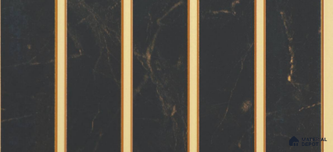 Black Marble Louver PN 03879 9.5 ft x 6 inch Charcoal Panel - 10 mm | Suitable for Feature Wall, TV Unit & Living Room | Width is Subjected to 5% Variation