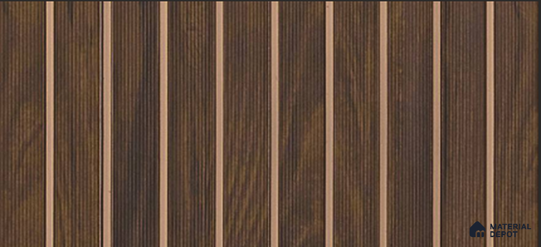 Brown Wooden Louver PN 03881 9.5 ft x 6 inch Charcoal Panel - 10 mm | Suitable for Feature Wall, TV Unit & Living Room | Width is Subjected to 5% Variation