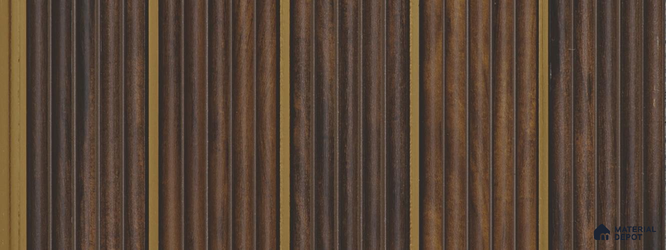 Brown Wooden Louver PN 05783 9.5 ft x 7.8 inch Charcoal Panel - 12 mm | Suitable for Feature Wall, TV Unit & Living Room | Width is Subjected to 5% Variation