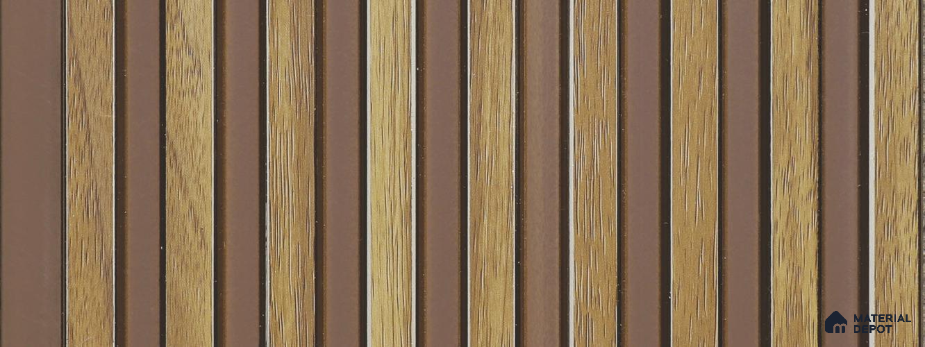 Brown Wooden Louver PN 05753 9.5 ft x 7.8 inch Charcoal Panel - 12 mm | Suitable for Feature Wall, TV Unit & Living Room | Width is Subjected to 5% Variation
