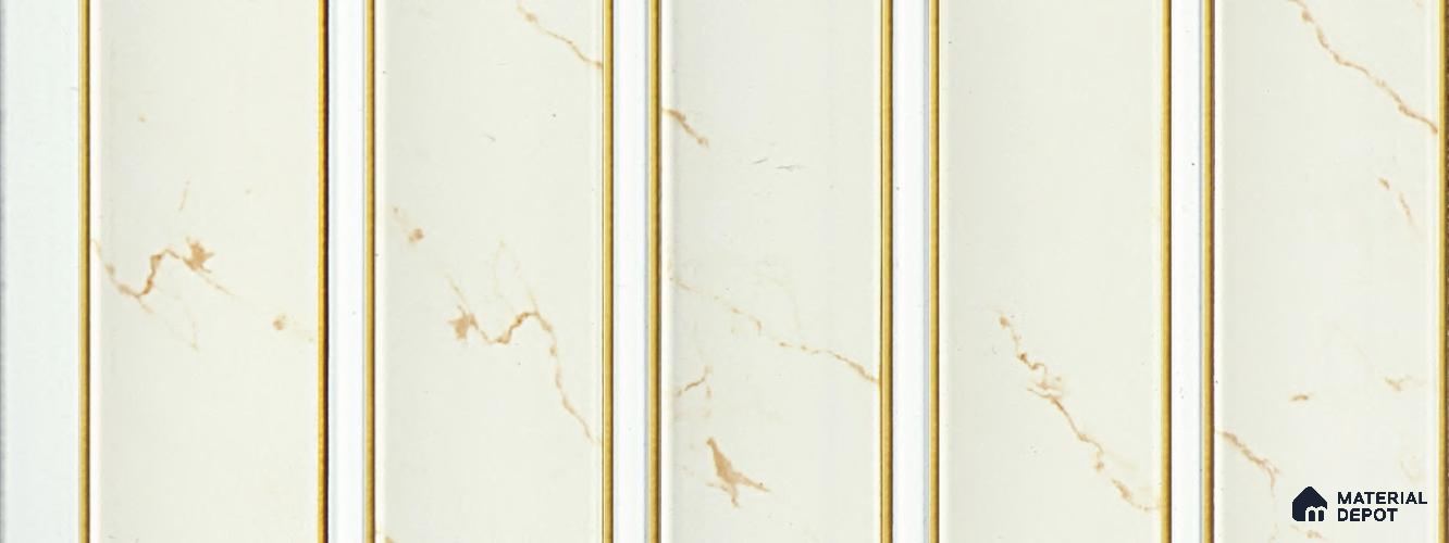 White Marble Louver PN 05747 9.5 ft x 7.8 inch Charcoal Panel - 12 mm | Suitable for Feature Wall, TV Unit & Living Room | Width is Subjected to 5% Variation