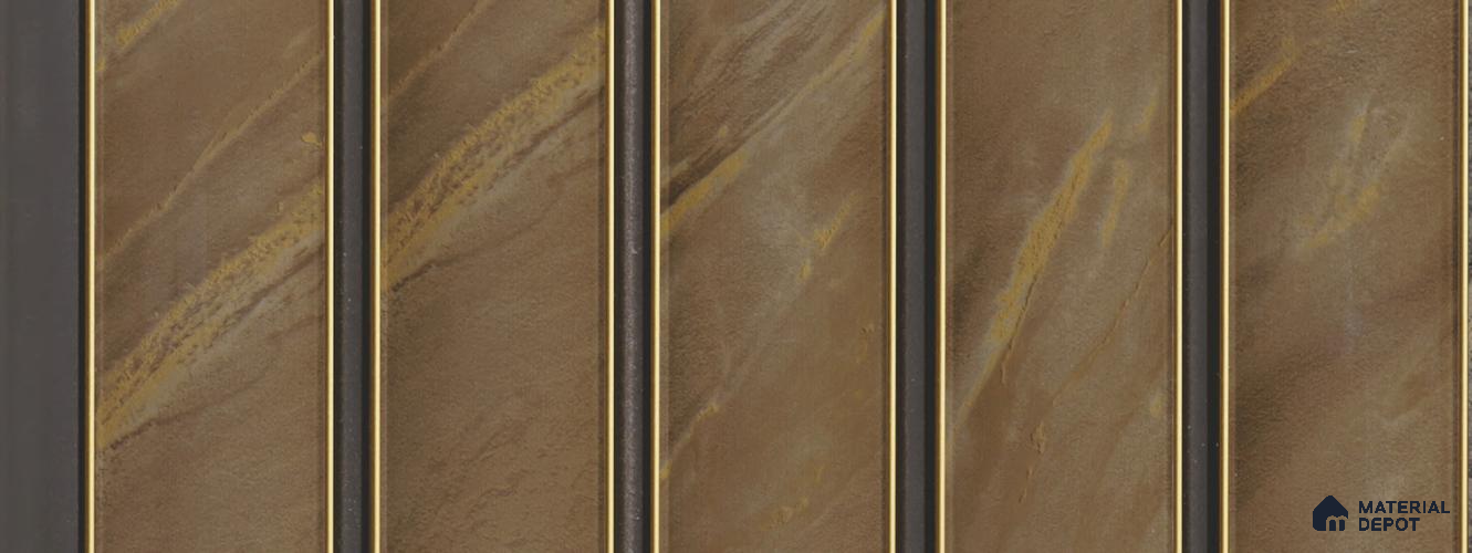Brown Marble Louver PN 05750 9.5 ft x 7.8 inch Charcoal Panel - 12 mm | Suitable for Feature Wall, TV Unit & Living Room | Width is Subjected to 5% Variation