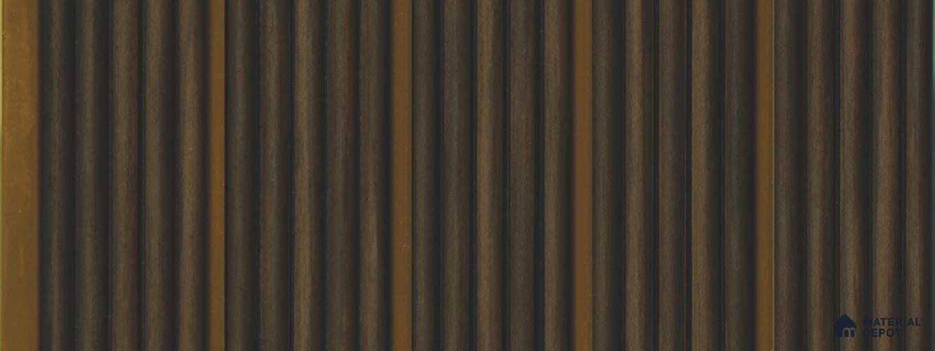 Brown Wooden Louver PN 05784 9.5 ft x 7.8 inch Charcoal Panel - 12 mm | Suitable for Feature Wall, TV Unit & Living Room | Width is Subjected to 5% Variation
