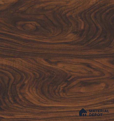 TR 9327 Natural Walnut Crotch 8 ft x 4 ft Gloss Finish PVC Woodero Series Veneer - 1.5 mm