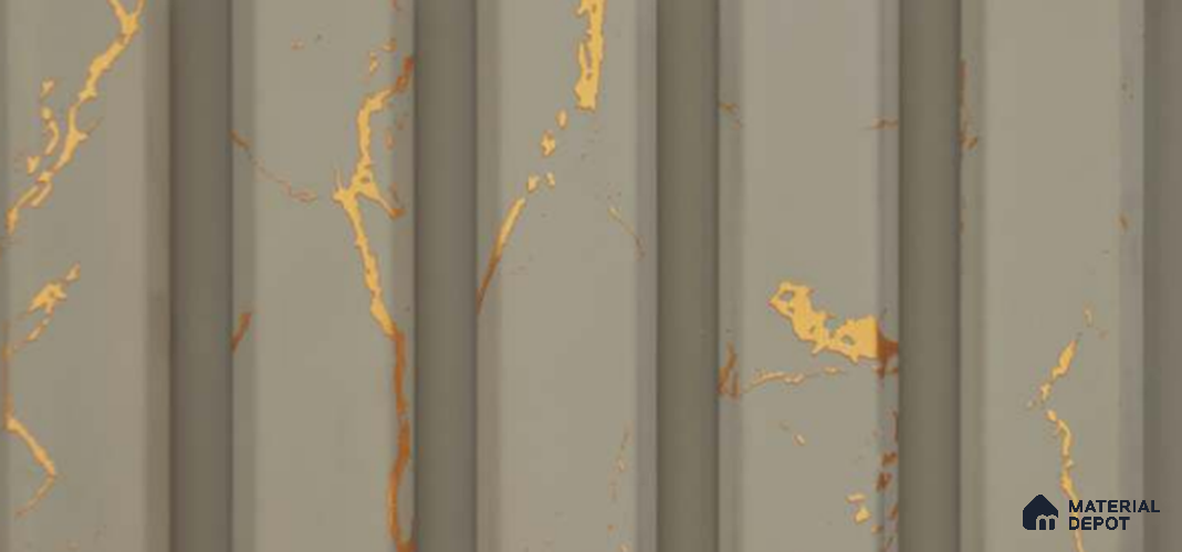 Beige Marble Louver PN 06158 9.5 ft x 7.8 inch Charcoal Panel - 12 mm | Suitable for Feature Wall, TV Unit & Living Room | Width is Subjected to 5% Variation